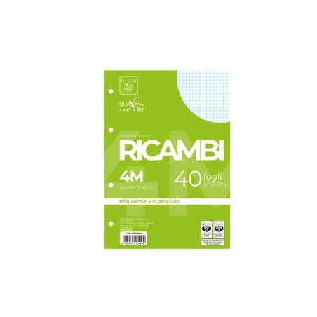 RICAMBI FORATI A5 4MM 80GR QUAXIMA 40FG 80GR PIGNA