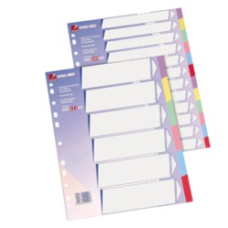 Separatore in cartoncino neutro con 6 tasti colorati 225gr f.to A4 KING MEC (del