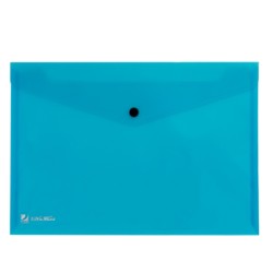 BUSTA CON BOTTONE PULL AZZURRO 21X29.7CM - Conf da 5 pz.