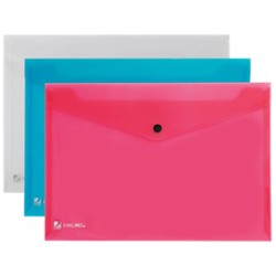 BUSTA CON BOTTONE PULL COLORATA 21X29.7CM - Conf da 5 pz.