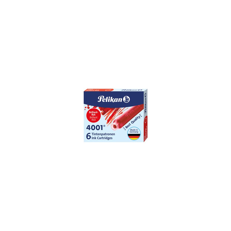 SCATOLA 6 CARTUCCE INCHIOSTRO TP/6 ROSSO PELIKAN 4001 (0ATM05)