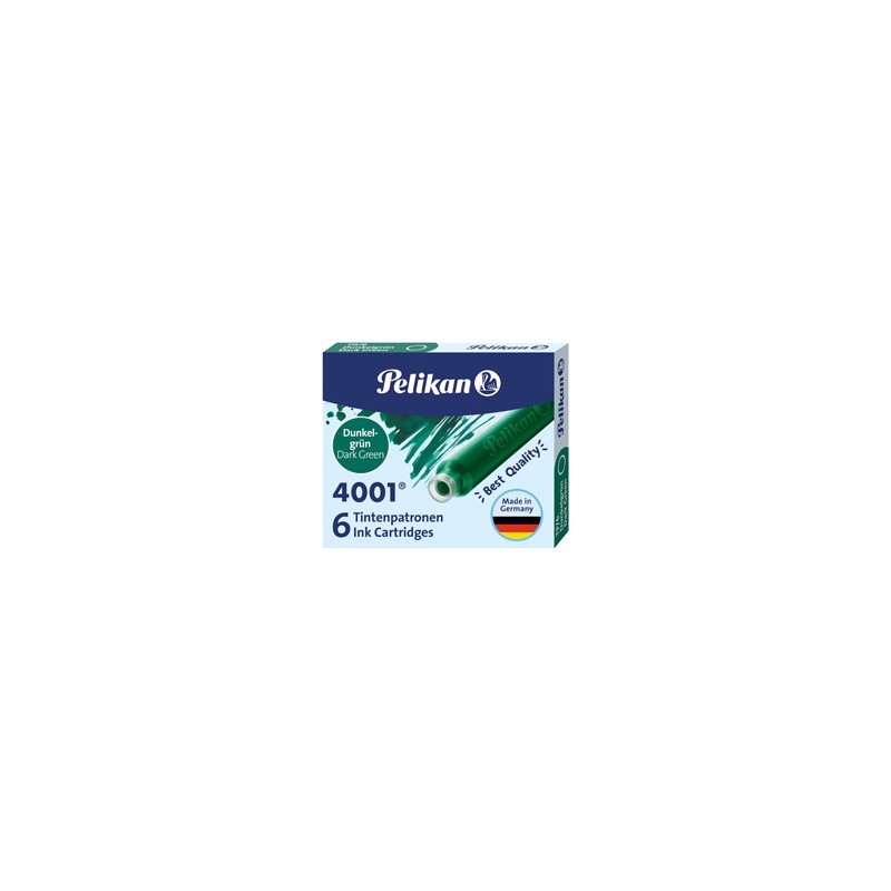 SCATOLA 6 CARTUCCE INCHIOSTRO TP/6 VERDE SCURO PELIKAN 4001