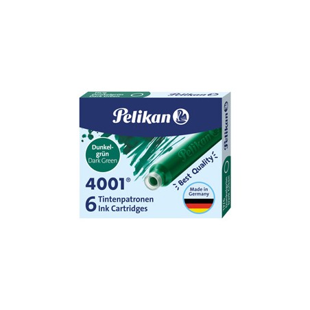 SCATOLA 6 CARTUCCE INCHIOSTRO TP/6 VERDE SCURO PELIKAN 4001