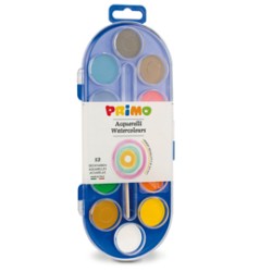 PASTIGLIE ACQUERELLO IN 12 COLORI  30mm PRIMO