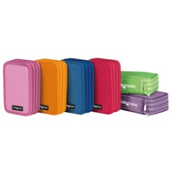 Astuccio 3 zip Colors 13x20x7.5cm colori assortiti Colorosa - Conf da 6 pz.