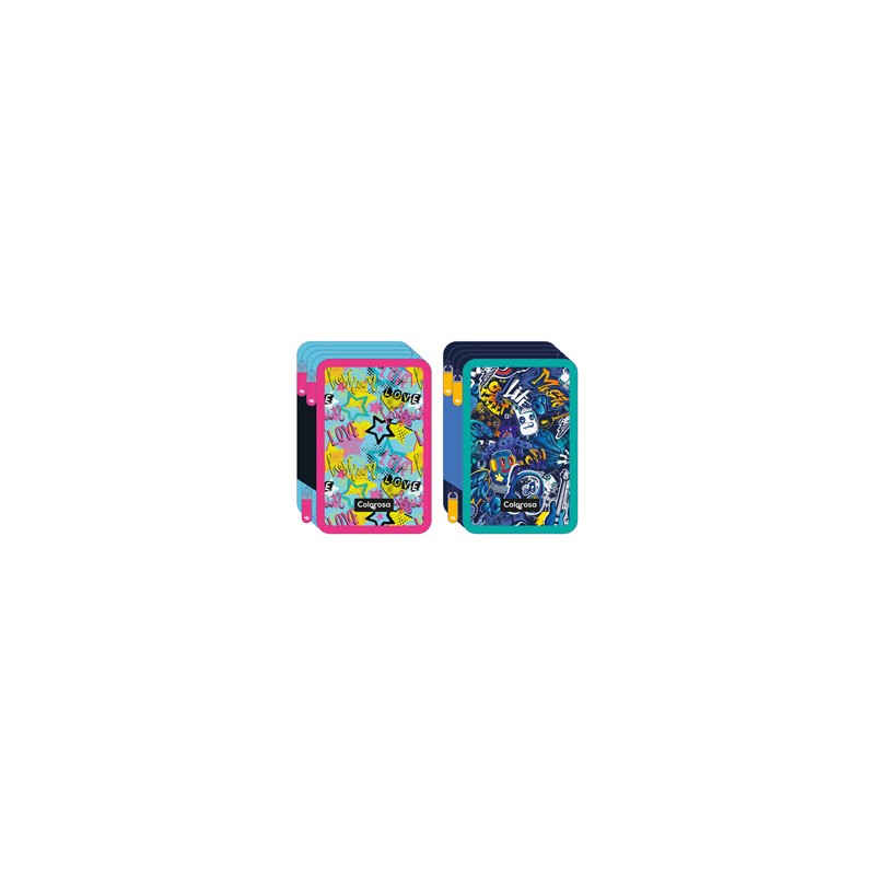 Astuccio 3 zip 13x20x7.5cm fantasie assortite Colorosa - Conf da 6 pz.