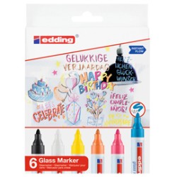 Astuccio 6 marcatori per vetro EDDING E-95 colori assortiti