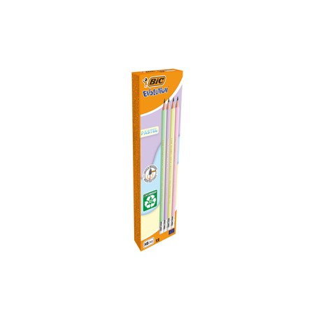 Scatola12 matite c/gommino Evolution Pastel BIC