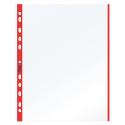 10 BUSTE FORATE 21x29.7cm C/BANDA COLORE ROSSO 01/0165