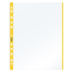 10 BUSTE FORATE 21x29.7cm C/BANDA COLORE GIALLO 01/0165