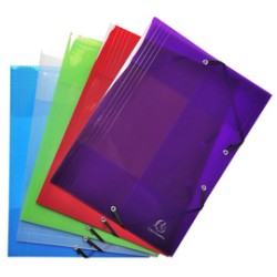 Cartella 3 lembi c/elastici in PP A4 colori ass. 56701E Crystal Colours Exacompt - Conf da 25 pz.