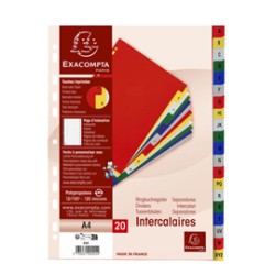 Separatore alfabetico A-Z a 20 TACCHE PPL colorato A4 94E Exacompta - Conf da 20 pz.