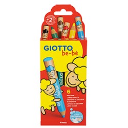 Astuccio 6 supermatitoni lavabili c/temperino GIOTTO BeBE