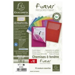 Conf.10 cartelle con finestra Forever 22X31cm Colori assortiti 50200E Exacompt - Conf da 10 pz.