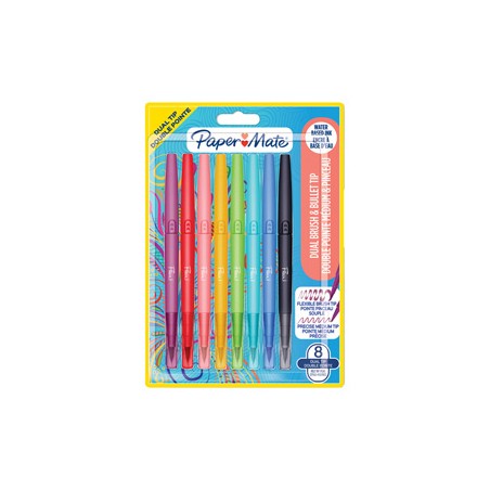 Astuccio 8 colori Flair Dual tip pennarello punta media/brush Papermate