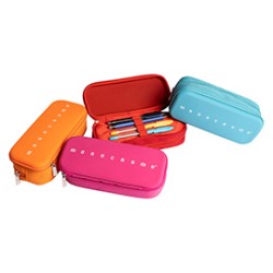 Astuccio 2 zip silicone e poliestere 21x5xc9cm colori assortiti Monocromo Pigna - Conf da 12 pz.