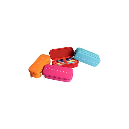 Astuccio 2 zip silicone e poliestere 21x5xc9cm colori assortiti Monocromo Pigna - Conf da 12 pz.