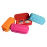 Astuccio 2 zip silicone e poliestere 21x5xc9cm colori assortiti Monocromo Pigna - Conf da 12 pz.
