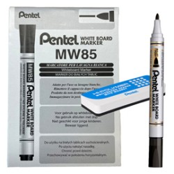 Bundle 12pz marcatore white board MW85 nero punta tonda + cancellino magnetico P