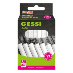 Scatola 12 gessetti tondi 10x81mm bianchi Deco