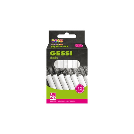 Scatola 12 gessetti tondi 10x81mm bianchi Deco