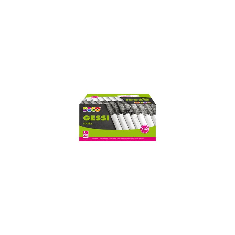Scatola 100 gessetti tondi 10x81mm bianchi Deco