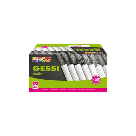 Scatola 100 gessetti tondi 10x81mm bianchi Deco