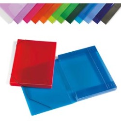 CARTELLA PPL C/ELASTICO TRASPARENTE ASSORTITI 355X265MM DORSO 30 - Conf da 12 pz.