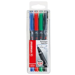 BUSTA 4 PENNARELLI STABILO OHPEN 841 PERMANENTE SUPERFINE