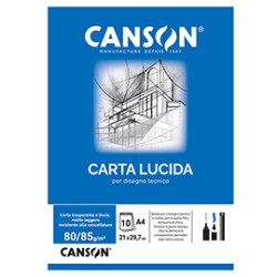 BLOCCO CARTA LUCIDA MANUALE 210x297mm 10FG 80GR CANSON - Conf da 25 pz.