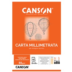 BLOCCO CARTA OPACA MILLIMETRATA 230x330mm 10FG 80GR CANSON - Conf da 25 pz.
