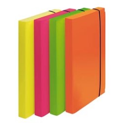 CARTELLA PROGETTO D.3cm CON ELASTICO COLORI FLUO SHOCKING FILE - Conf da 4 pz.