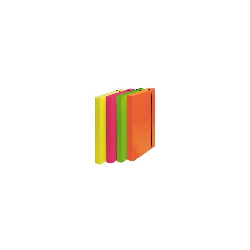 CARTELLA PROGETTO D.3cm CON ELASTICO COLORI FLUO SHOCKING FILE - Conf da 4 pz.