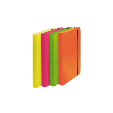 CARTELLA PROGETTO D.3cm CON ELASTICO COLORI FLUO SHOCKING FILE - Conf da 4 pz.