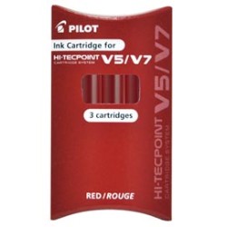 SET 3 REFILL ROLLER HI-TECPOINT V5-V7 RICARICABILE ROSSO PILOT