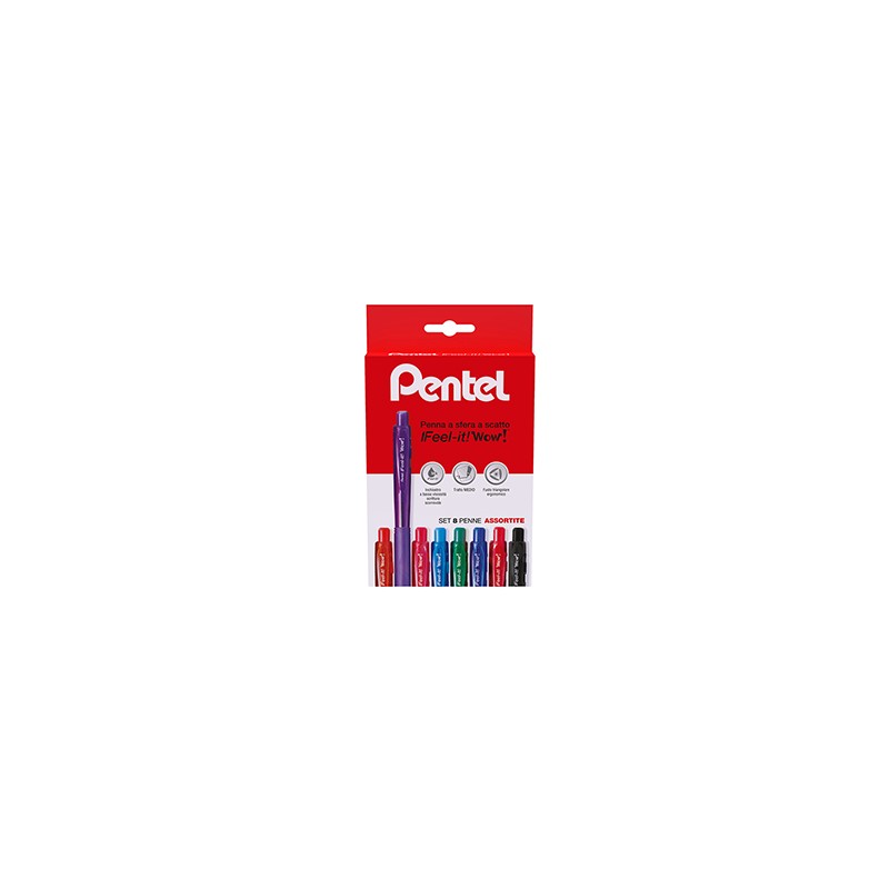 Astuccio 8 colori penna sfera a scatto Feel It Wow BX440 1.0mm PENTEL