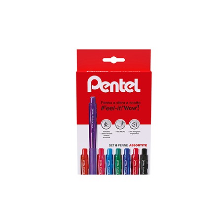 Astuccio 8 colori penna sfera a scatto Feel It Wow BX440 1.0mm PENTEL