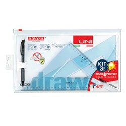 Coppia squadre 30cm UNII + portamine 0.7mm colori assortiti Arda - Conf da 10 pz.