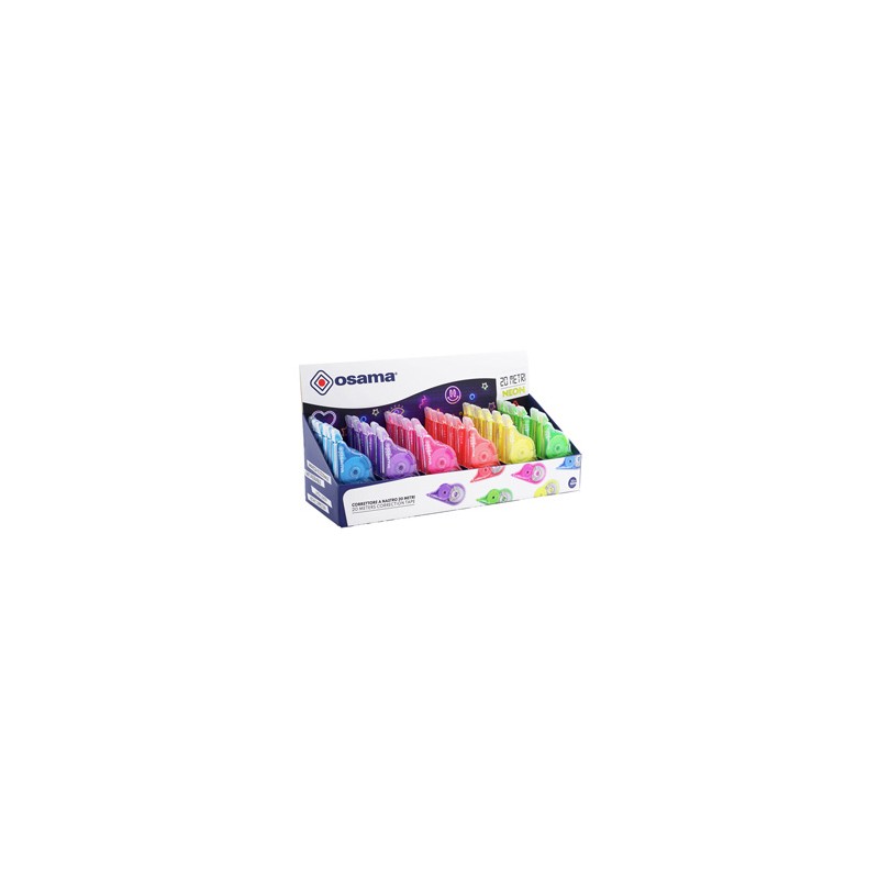 Display 36pz correttore a nastro 20 Metri 5mmx20mt involucro colori ass. Neon Os