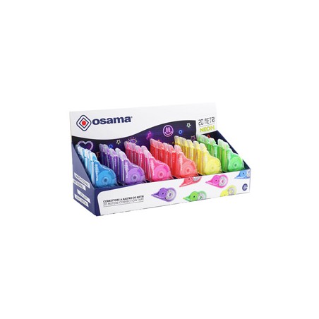 Display 36pz correttore a nastro 20 Metri 5mmx20mt involucro colori ass. Neon Os
