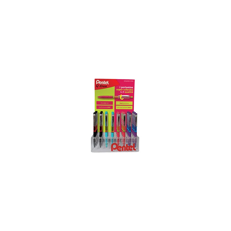 Expo 48pz portamine Q-erase 0.5mm fusto in colori assortiti Pentel