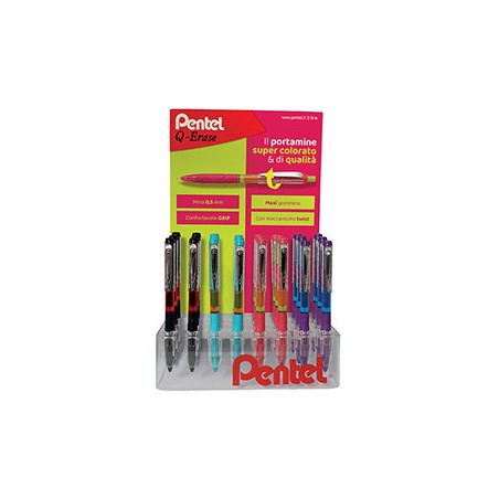 Expo 48pz portamine Q-erase 0.5mm fusto in colori assortiti Pentel