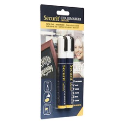 Blister 2 marcatore a gesso liquido punta media bianco SECURIT
