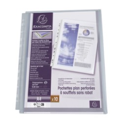 10 Buste forate c/soffietto in PPL liscio A4 5507E Exacompta - Conf da 5 pz.