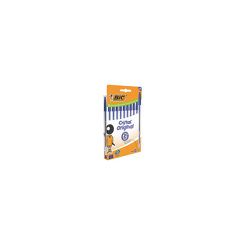 Scatola 10 penne sfera Cristal Original punta 1,0mm blu Bic