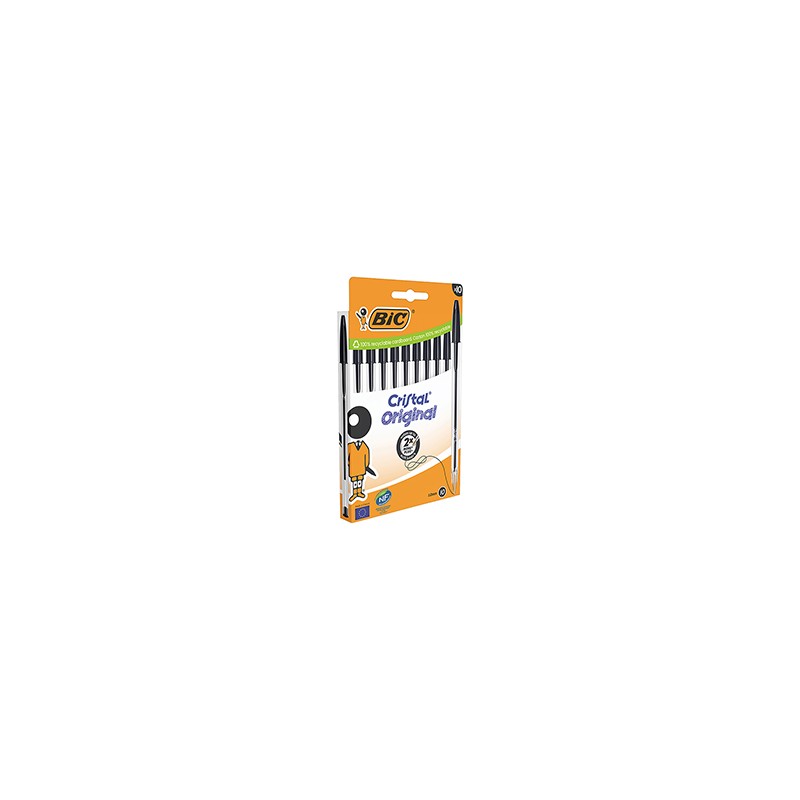 Scatola 10 penne sfera Cristal Original punta 1,0mm nero Bic