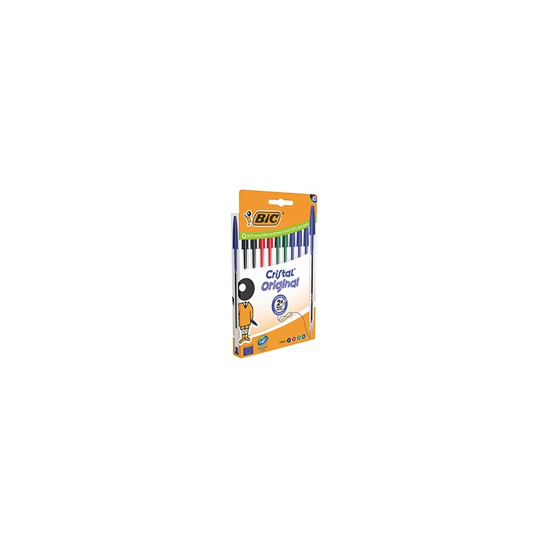 Scatola 10 penne sfera Cristal Original punta 1,0mm colori assortiti Bic
