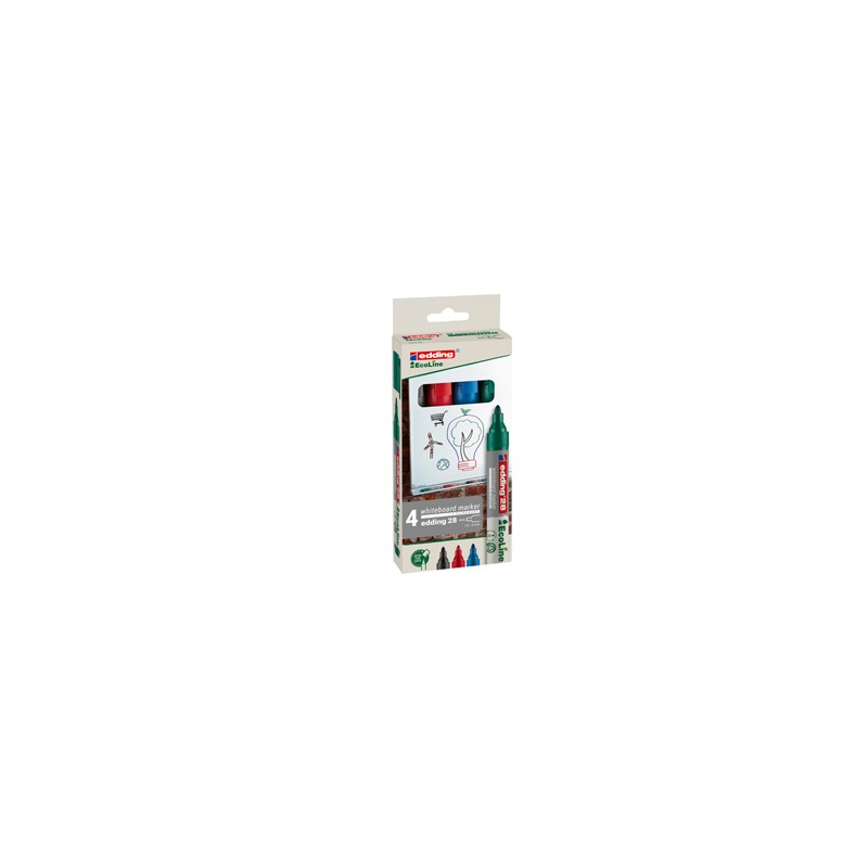 BUSTA 4 MARCATORE PER LAVAGNE BIANCHE EDDING 28 ECOLINE COL. ASSORTITI