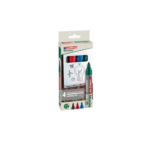 BUSTA 4 MARCATORE PER LAVAGNE BIANCHE EDDING 28 ECOLINE COL. ASSORTITI