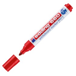 MARCATORE ROSSO PER LAVAGNE BIANCHE EDDING 660 TRATTO 1,5 - 3,00mm - Conf da 10 pz.